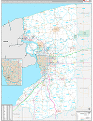 Buffalo-Cheektowaga-Niagara Falls Metro Area Wall Map Premium Style 2026